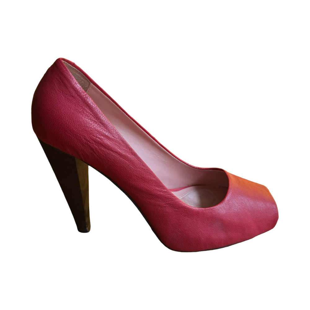 Gwyneth Diva Red Goat Leather Peep Toe High Heel Pumps Size 7M